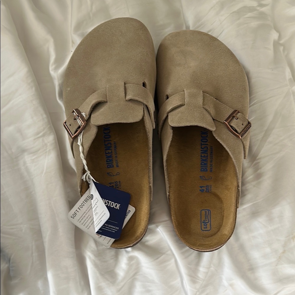 Birkenstock Women's Lead Grey Suede Boston Clogs NWT